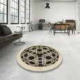 thumbnail image 3 of Ahgly Company Indoor Round Patterned Vanilla Gold Area Rugs, 3' Round, 3 of 6