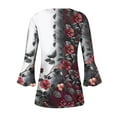 thumbnail image 4 of Xdegoge Recent Orders Placed By Me Three Quarter Sleeve Tops Woman Floral Button Down V Neck T Shirts Loose Fit Trendy Summer Tops 2025 Dressy Casual Blouses Soft Comfy Basic Tees Returns And Refunds, 4 of 5