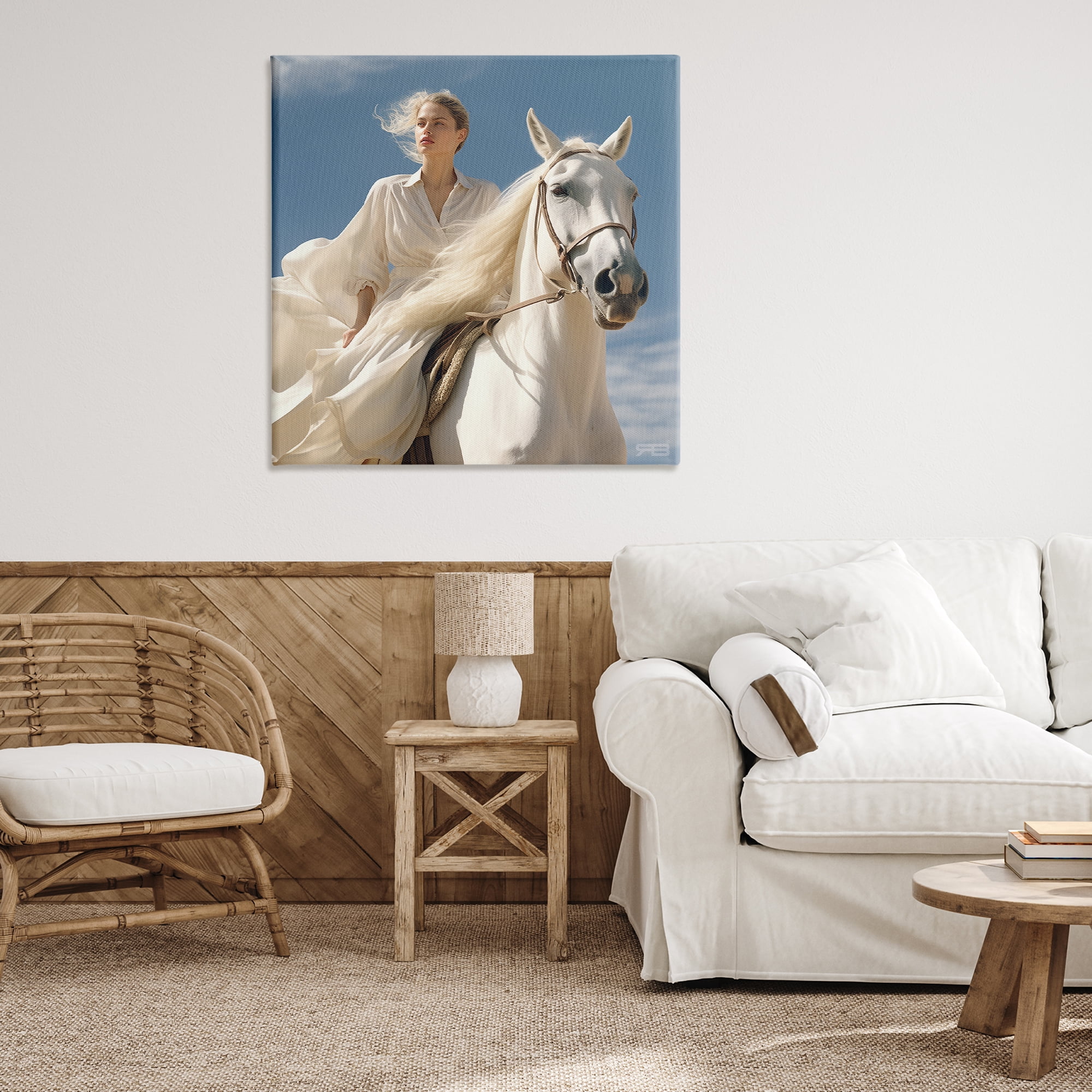 Stupell Industries Windswept Equestrian Girl People Painting Wrapped Canvas Art Print Wall Art, 36 x 36