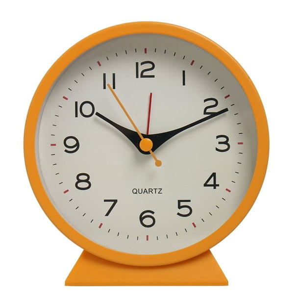 Reloj despertador Matsuzay forma redonda Metal movimiento silencioso decoración del hogar naranja