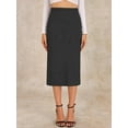 thumbnail image 3 of DARING DIVA Women's Ribbed Knit Stretchy Slit Midi Skirt M Dark Gray, 3 of 6