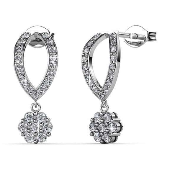 Cate & Chloe Megan 18k White Gold Plated Dangle Earrings with Swarovski Crystals Gift for Women