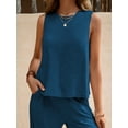 thumbnail image 5 of MOSHU Two Piece Lounge Sets for Women Loose Fit Tank Tops and Wide Leg Pants with Pockets Solid Summer Sets, 5 of 9