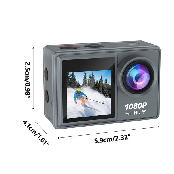 Herunwer Wireless Color Screen Action Camera Kit with 40M Waterproof Case, Handheld Tripod, and Accessories