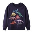 thumbnail image 3 of URMAGIC 2-7 Years Toddler Boy Crewneck Sweatshirt Glow in The Dark Dinosaur Shirts Long Sleeve Cartoon Solid Cotton Pullover Tops for Kids, 3 of 8
