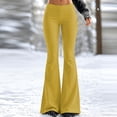 thumbnail image 2 of Xijirk Womens High Waist Flare Pants Solid Stretchy Knit Bell‑Bottom Casual Trousers No Pockets Size:2XL, 2 of 5
