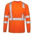 thumbnail image 2 of Ecqkame Men's Reflective Striped Tops High Visibility Safety Workwear Long Sleeve Shirts Breathable Mesh Crew Neck T-Shirt Orange XXL, 2 of 5