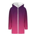 thumbnail image 4 of Enjoytime Winter Coats for Women Gradient Long Sleeve Zipper Hoodie Fall Fashion Warm Knee Length Jacket Casual Plus Size Clothes, 4 of 5