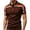 Coffee1, variant on Men's Retro Color Block Striped Short Sleeve Polo Shirt, Classic Lapel 3 Button Placket Vintage Pique Knit Golf Tee, Casual Breathable Summer Polo Top for Men Daily Smart Casual Wear Sizes S-5XL
