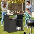 thumbnail image 6 of YODOLLA Outdoor Wicker Bar Table with Wheels & Shelf Patio Serving Table Outdoor Storage Cabinet, Black, 6 of 8