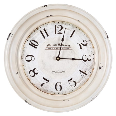 Yosemite Circular Skip Movement Wall Clock Distressed White Frame