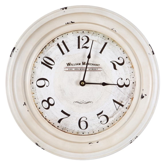 Yosemite Circular Skip Movement Wall Clock Distressed White Frame