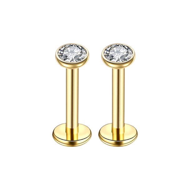 Conjunto de Pendientes de Oro Pendientes de Piel Sensible de Opal de Titanio Tornillo de Flores Pendientes de Opal de Perforación de Cartílago 20G Pendientes de Oro de Perforación de Cartílago de 3Mm