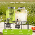 thumbnail image 4 of Beverage Dispenser, 2 Pack 1 Gallon Drink Dispensers for Parties, with Leakproof Stainless Steel Spigot, Stand, Infuser, for Christmas, BBQ, Picnic, Lemonade, Cocktails, 4 of 5