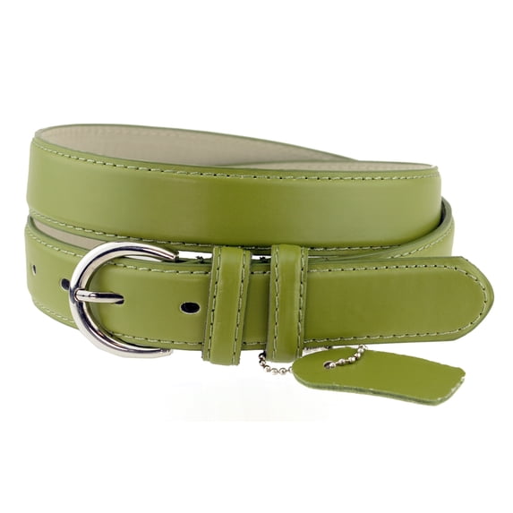 Eurofashion Women's Basic Genuine Bonded Leather Dressy Belt, Olive, Small