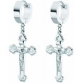 thumbnail image 1 of HAHDAXIA Boucles d'Oreilles Créoles en Acier Inoxydable à Rivets Croisés, Pendentif Insecte à Picots, Pendantes Croisées à Charnières, Boucles Huggie Créoles, Bijoux Mode pour Hommes Femmes Noir, 1 of 4