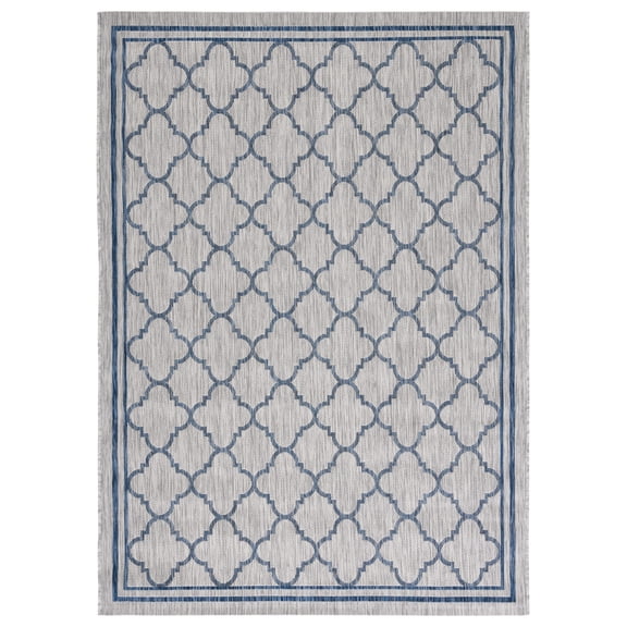 SAFAVIEH Courtyard Claudia Geometric Indoor/Outdoor Area Rug, Grey/Navy, 9' x 12'
