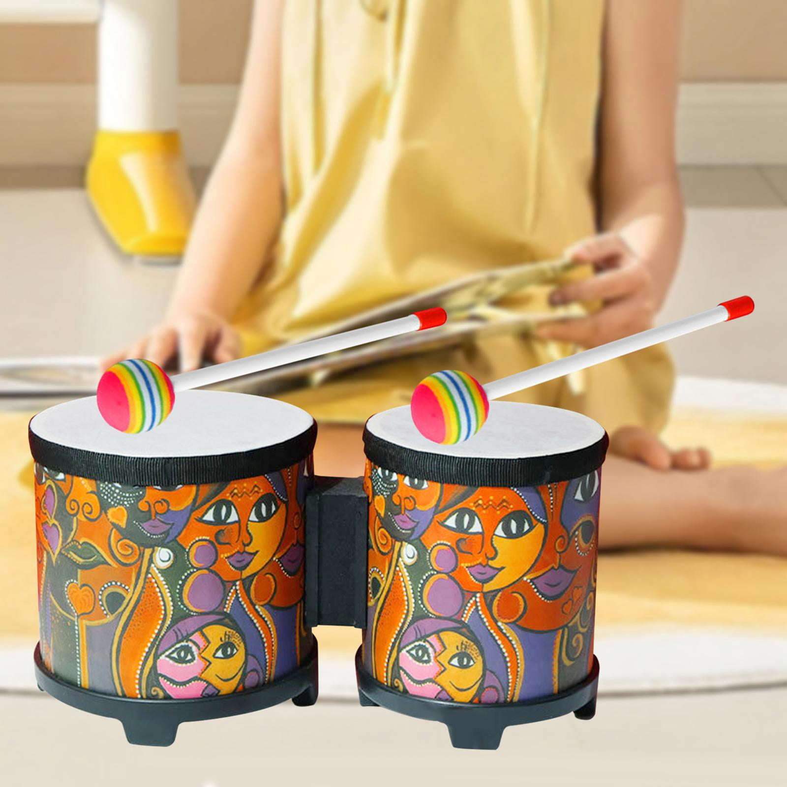 JWQFBC 5'' and 6'' Bongo Drum Set African Hand Drum Educational Toy Music Enlightenment Face