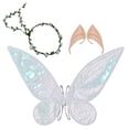 thumbnail image 1 of Jumpingount Disfraz de hada elfo para Halloween, disfraz de ala de Ángel brillante, recuerdo de fiesta, pendientes de de flores, accesorios de Disfraces de disfraces Blanco 60*48cm, 1 of 6