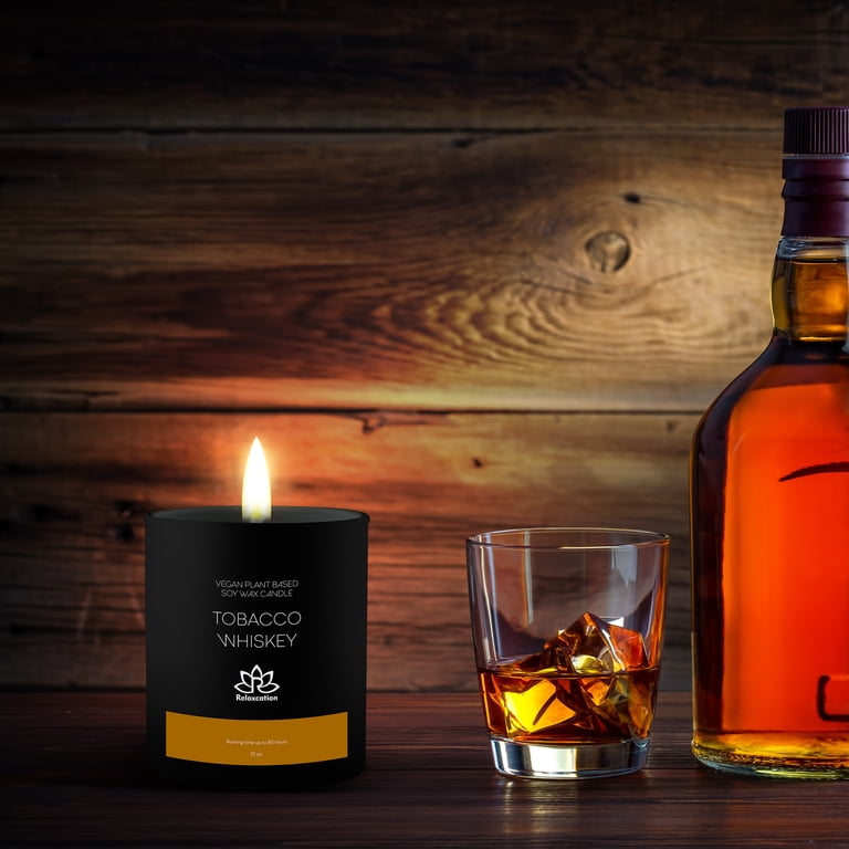 whisky and tobacco candle Natural Soy Wax Candle in Glass Jar
