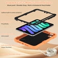 thumbnail image 3 of Case for iPad Mini 7 A17 Pro 2024/Mini 6 2021 8.3 inch 7th/6th Gen with Butterfly Stand, Shockproof Protective Tablet Cover with Pencil Holder Shoulder Strap for Kids Girls, Orange, 3 of 7