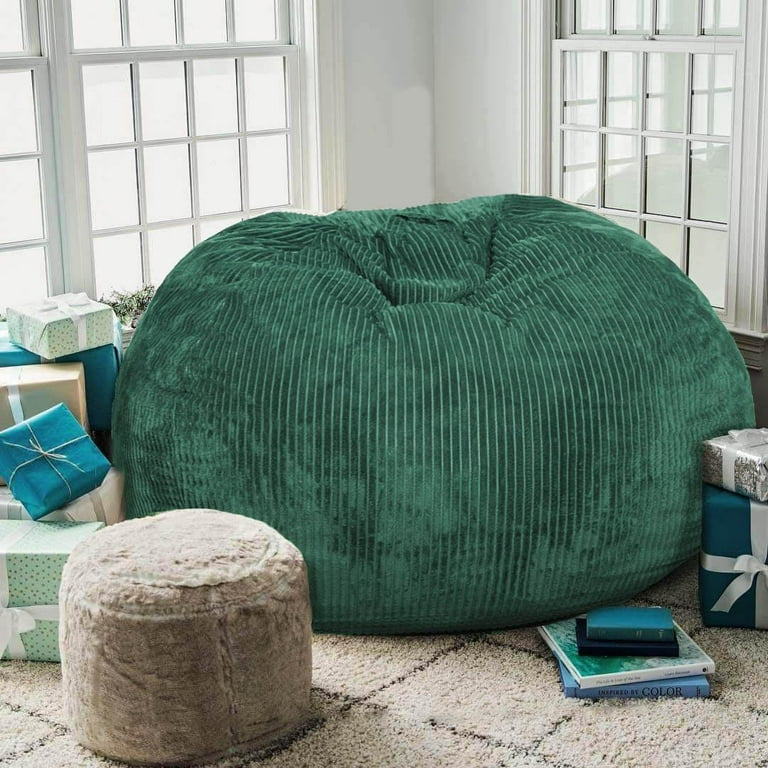 Bean Bag Chairs With Faux Rabbit Fur Cover, 4 Ft Giant Memory Foam Bean Bag Chairs For Adults/Teens With Filling,Ultra Soft Faux Fur Fabric, Round Fluffy Sofa For Living Room Bedroom College