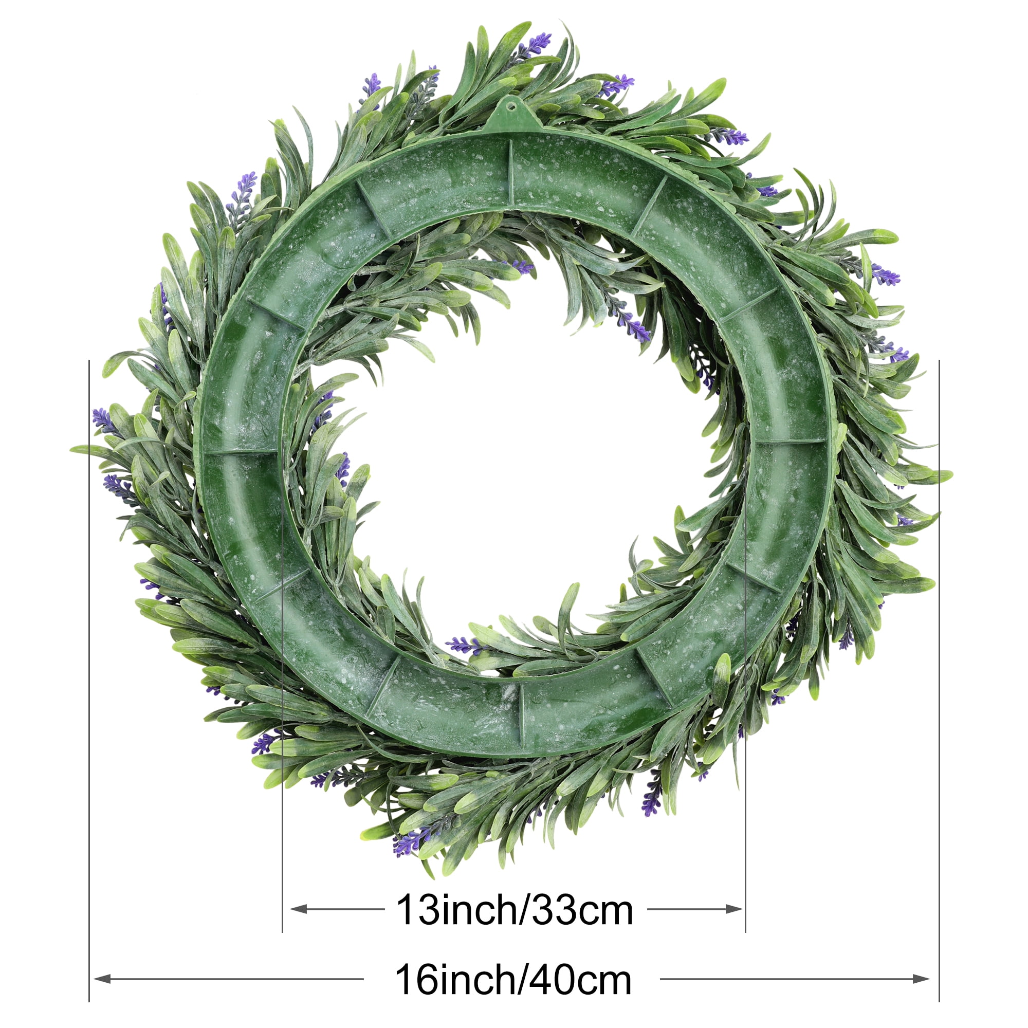 Unique Bargains Lavender Wreath for Front Door Plastic Green Leaves Artificial Wreaths