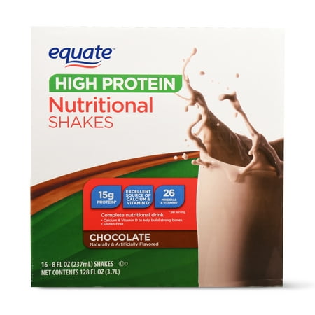 Equate High Protein Nutritional Shakes, Chocolate, 8 fl oz, 16