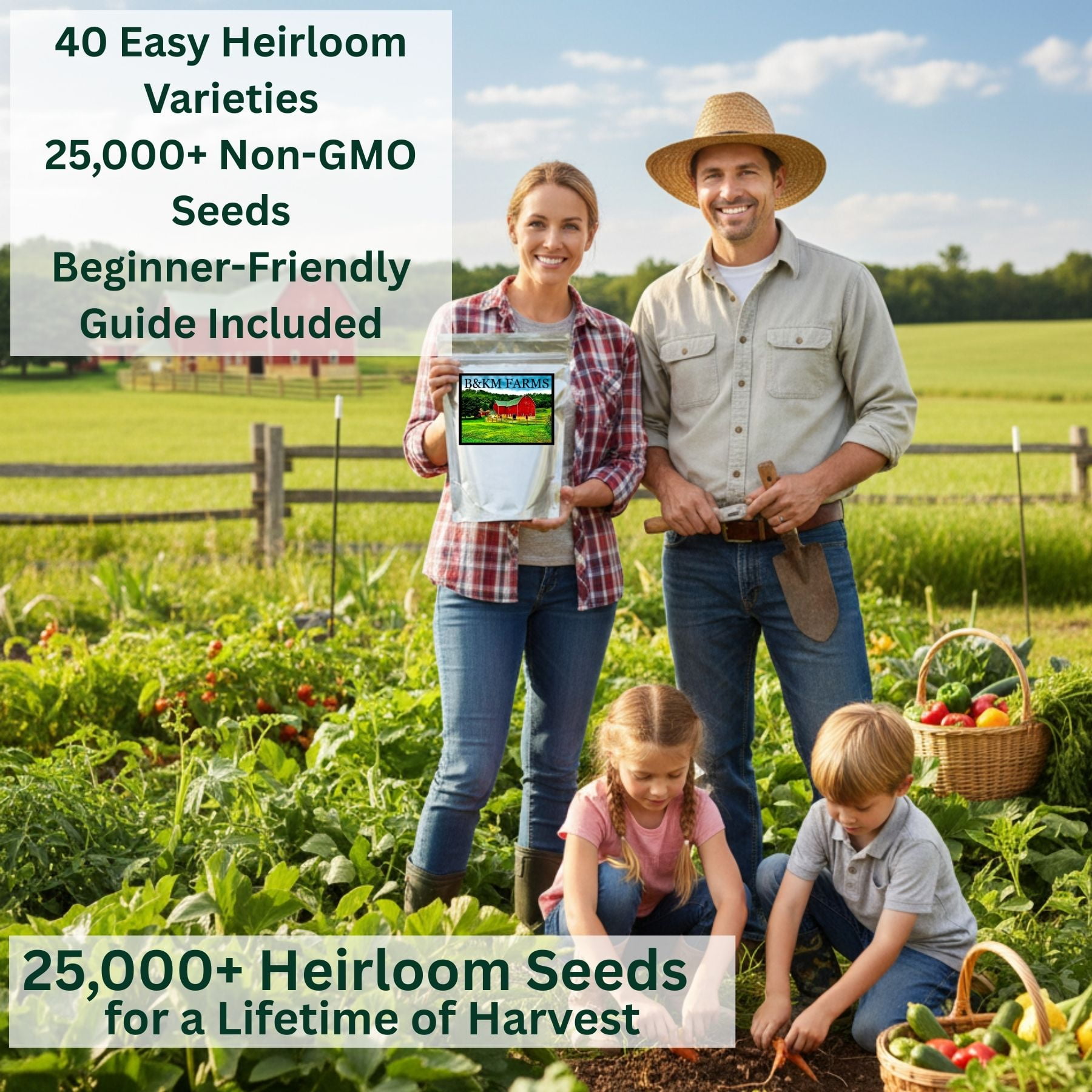 40 Vegetable, Herb & Melon Plant Seeds, Heirloom, Non-GMO, Non-Hybrid