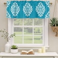 thumbnail image 3 of Baroque Blue Valances for Windows, Decorative Rod Pocket Window Valance Curtains, Vintage Damask Classic Floral Short Curtain Drapes for Kitchen/Bathroom/Living Room, 2 Panels, 42" W x 18" L, 3 of 8