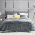 thumbnail image 2 of Shaggy Faux Fur Blanket, Ultra Soft Plush Fuzzy Throw Blanket With Reversible Warm Sherpa - Sofa Couch Bed Decoration For All Season Use (Gray, Queen 90X90), 2 of 4