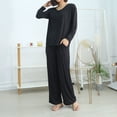 thumbnail image 6 of Tnhcen Women's Summer Lightweight Solid Color Modal Cotton Polyester Long Sleeve Long Pants Pajama Set Elastic Waist Drawstring Breathable Comfortable Loungewear, 6 of 6