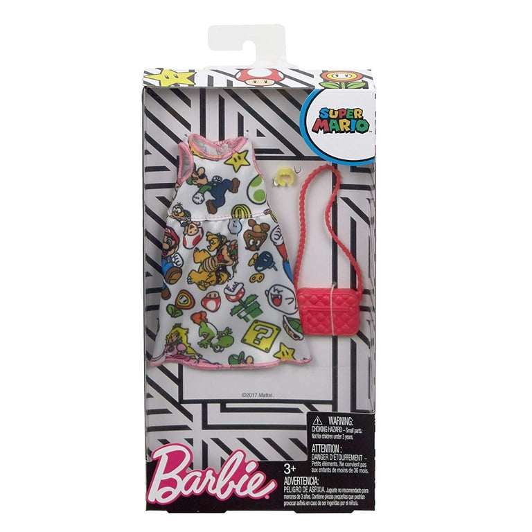 Barbie Clothing Super Mario Printed Dress Outfit for Barbie Doll