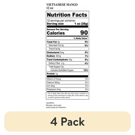 (4 pack) SWEETENED MANGO GREAT VALUE BAG 12 OZ