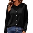 thumbnail image 2 of Bovxnpu Women's Pajama Tops Cardigan Button Long Sleeve Fleece Jacket Plus Sleepwear, 2 of 8