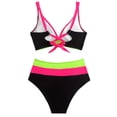 thumbnail image 5 of GEWSEY Women's Cheeky Bikini Sets Color Block Two Piece Swimsuit Crisscross Back Sporty Bathing Suits Curvy Swim Suit (Hot Pink, M), 5 of 9