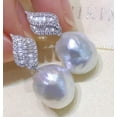 thumbnail image 5 of K-KED Natural 14-16mm White Edison Baroque Pearl Earrings 925S Zircon-Gold, 5 of 7