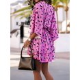 thumbnail image 6 of Women'S V-Neck Fashion Print Wavy Sleeve Skirt Dress Summer Spring Floral Boho Dress Pink XXL, 6 of 7
