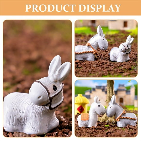 Resin Mini Donkey Figurine for Cake Toppers and Fairy Gardens