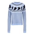 thumbnail image 6 of Halloween Knitted Sweater for Women Cute Ghost Pattern Print Knitted Pullover Sweaters Long Sleeve Crew Neck Jumper Tops (Blue M), 6 of 7