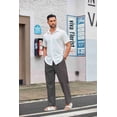 thumbnail image 6 of COOFANDY Men's Cotton Linen Yoga Pants Lightweight Straight Leg Pants Casual Vacation Beach Wedding Dress Trousers, 6 of 9