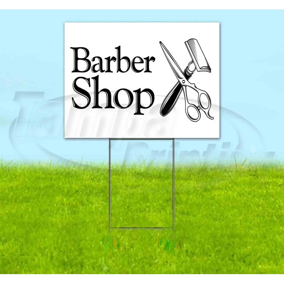 Barber Shop Old School (18" x 24") Yard Sign, Includes Metal Step Stake