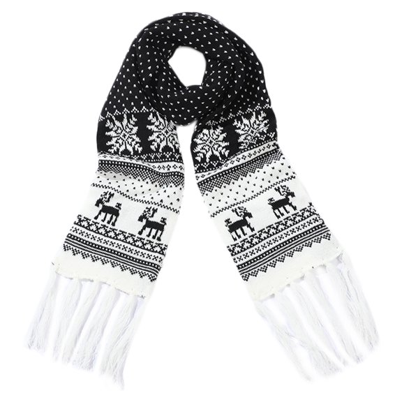 Scarf With Fringes For Men Christmas Deer Snowflake Scarf Neck Warmer Scarf