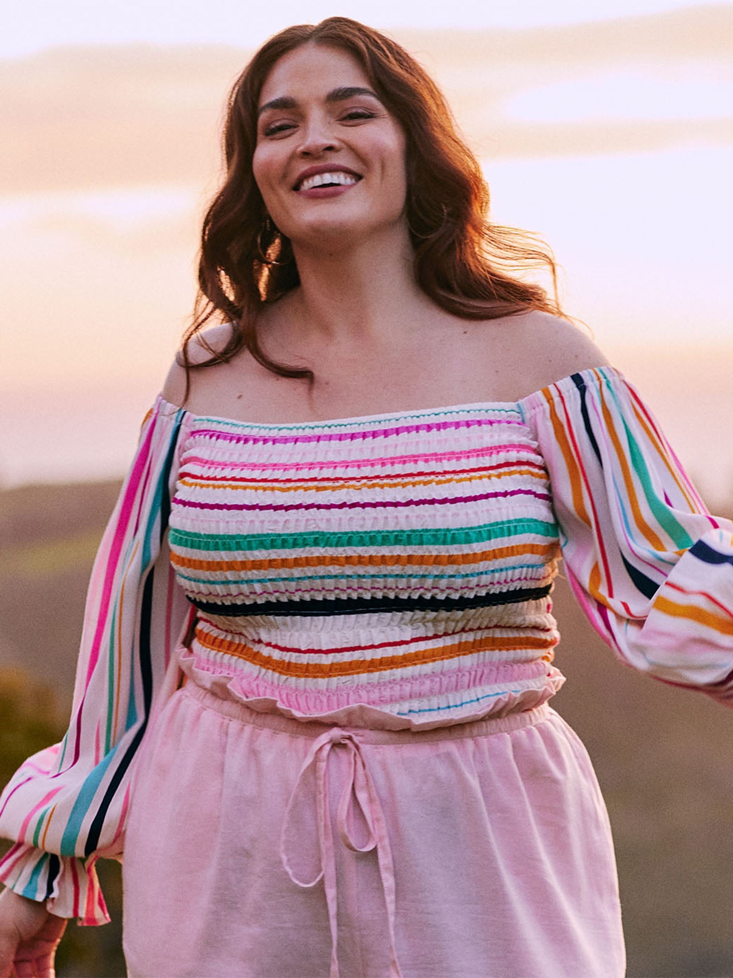 smocked off the shoulder top plus size