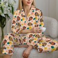 thumbnail image 6 of Gukieu ladybug and flower Print Women's Long Sleeve Pajama Set, Button Top Elastic Pocket Pajama Pants Two Piece Set Home Wear-XX-Large, 6 of 7