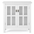 thumbnail image 3 of Simpli Home Artisan 30 inch Wide Solid Wood Transitional Low Storage Cabinet in White, 3 of 8