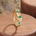 thumbnail image 3 of 5 mm Cluster Emerald Moissanite Ring, Sterling Silver Wedding Band, Nature Inspired leaf Ring, Vintage Stackable Ring, Half Eternity Matching Ring Women, 3 of 4