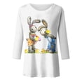 thumbnail image 4 of Women's Casual Easter Print O-Neck Loose 3/4 Sleeve Cropped T-Shirt Top Yellow XL, 4 of 4