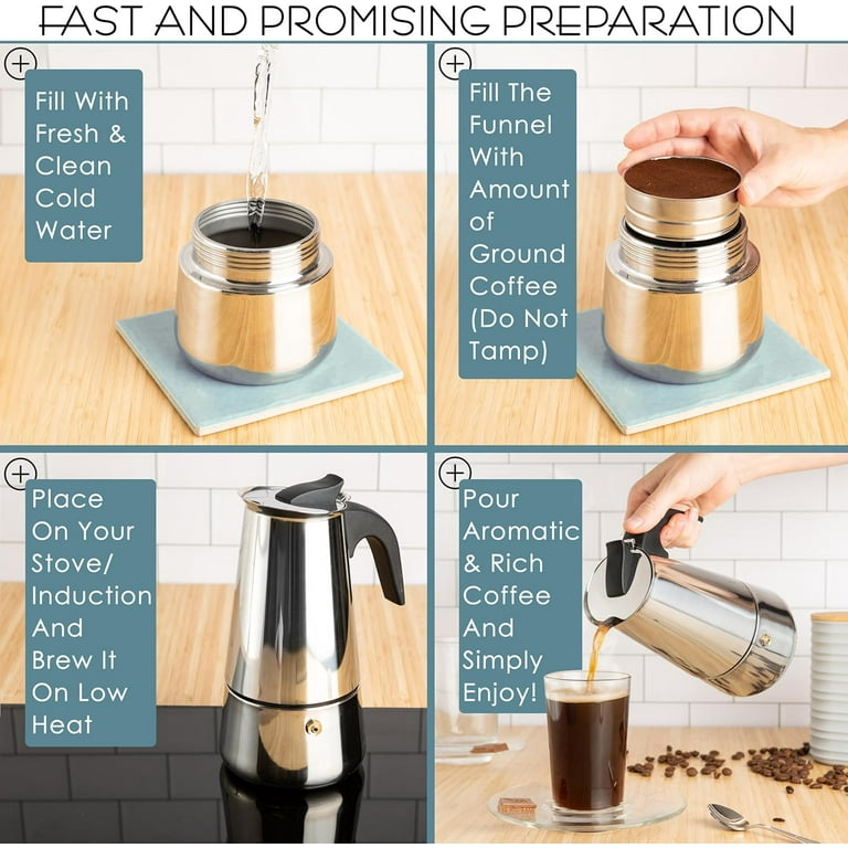Greca Stovetop Espresso Maker, Moka Pot with Coffee Percolator