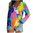 thumbnail image 1 of Blusa con cuello en V de manga larga con estampado de día de San Valentín suelto informal a la moda para mujer Fridja  FKASFK4120, 1 of 4